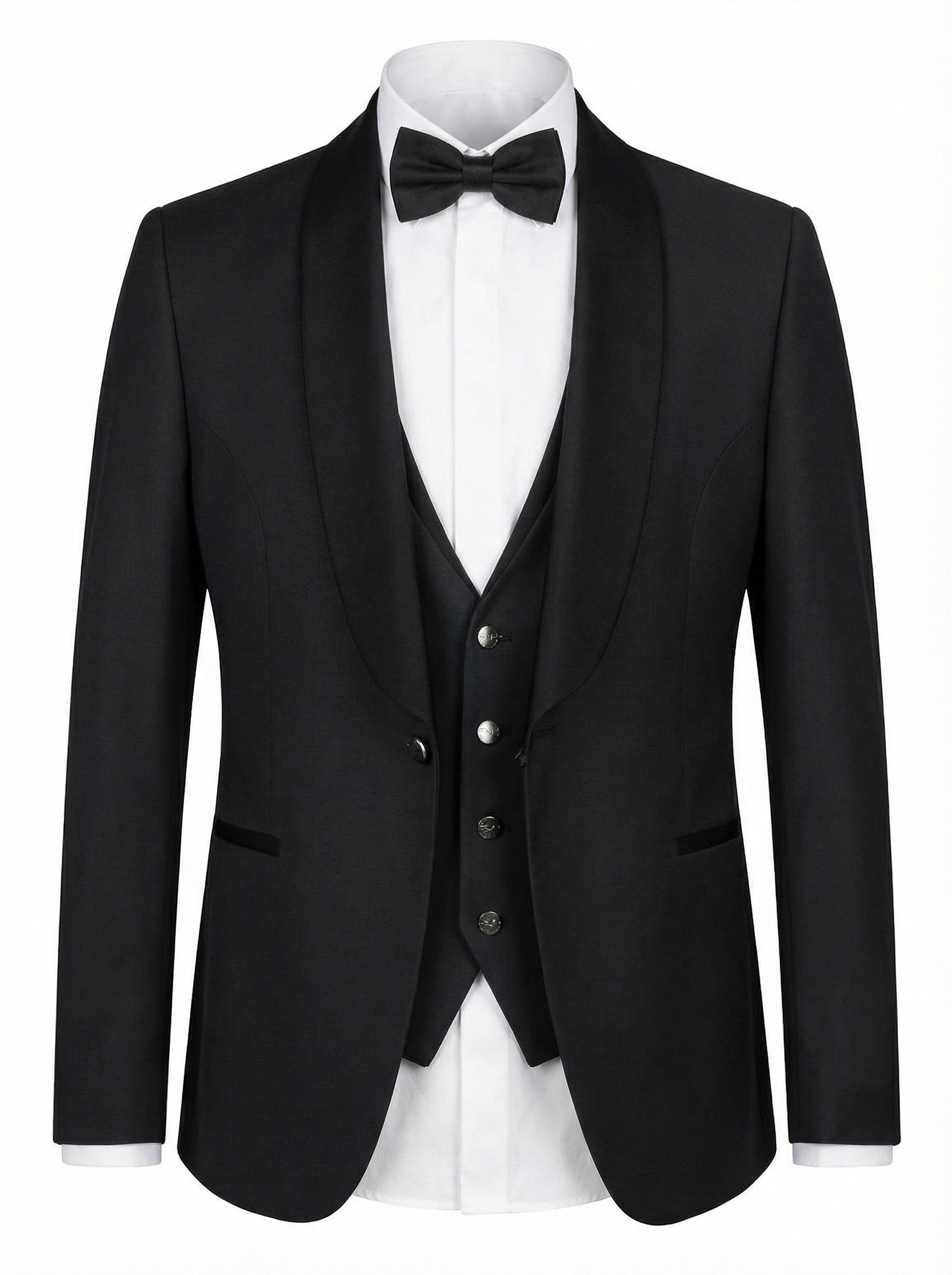 Slim Fit Green Tuxedo with Black Satin Shawl Lapel