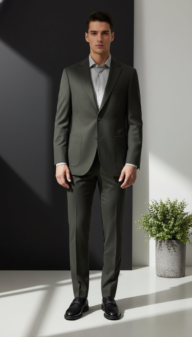 Khaki Tailored Suit – Timeless Sophistication with Modern Comfort