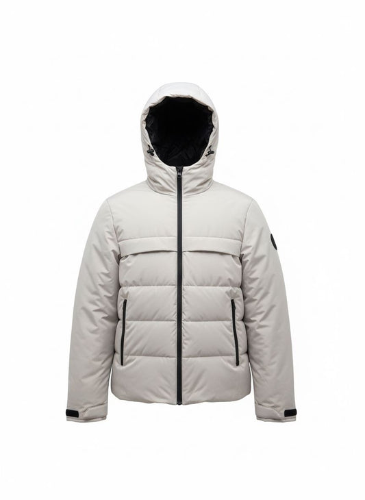 Men’s Puffer Hooded Jacket — Ecru