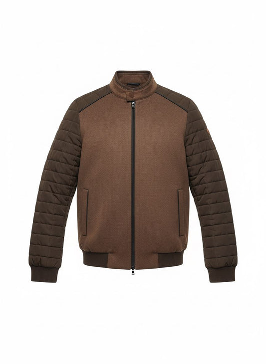 Men’s Hybrid Quilted Bomber — Brown