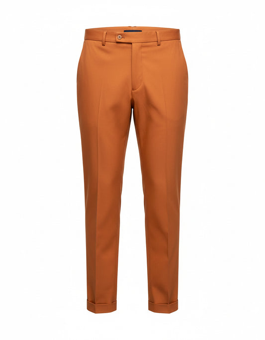 Men's Rust Tailored Trousers with Side Elastic Waistband