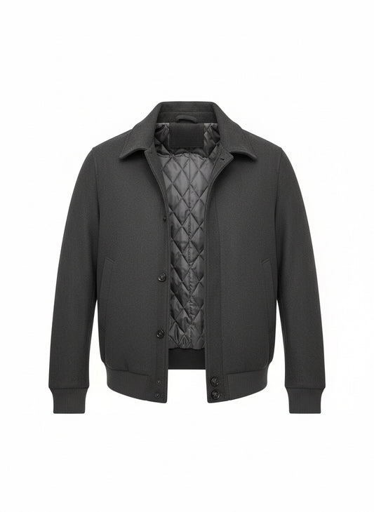 Black Textured Bomber Jacket – Contemporary Urban Essential