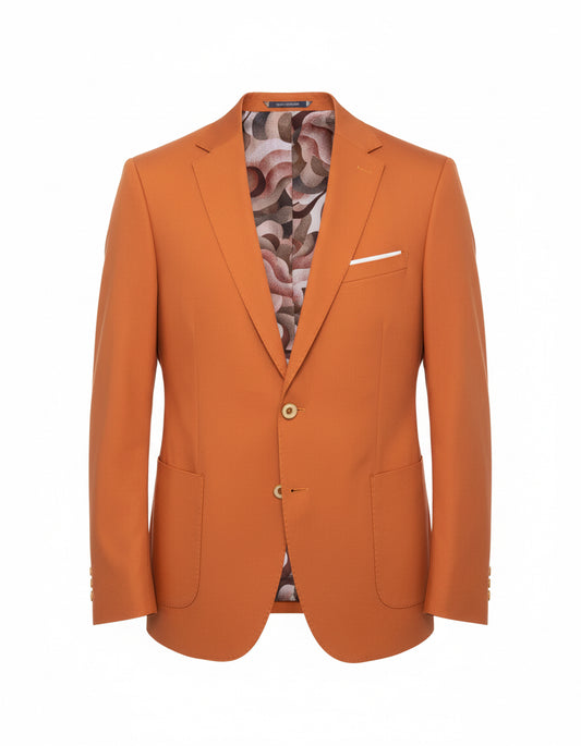 Men's Single-Breasted Blazer - Rust Orange