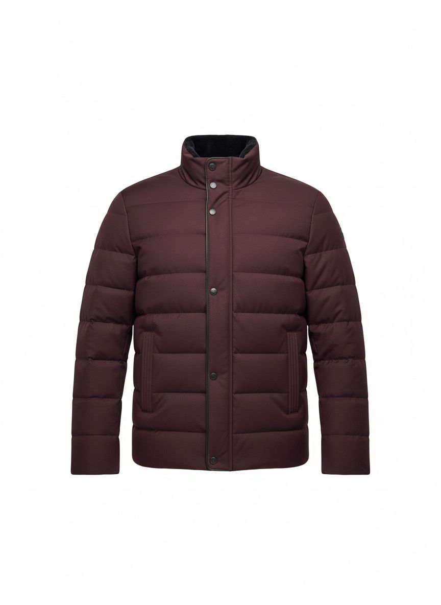 Men’s Padded Stand-Collar Jacket — Bordeaux