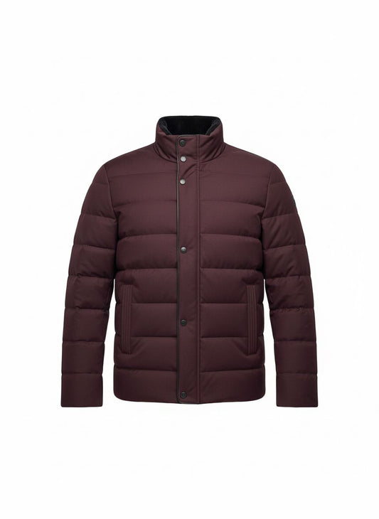 Men’s Padded Stand-Collar Jacket — Bordeaux