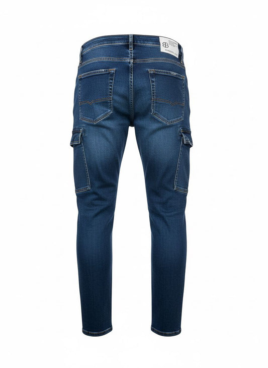 Men’s Cargo Denim Jeans — Indigo Blue