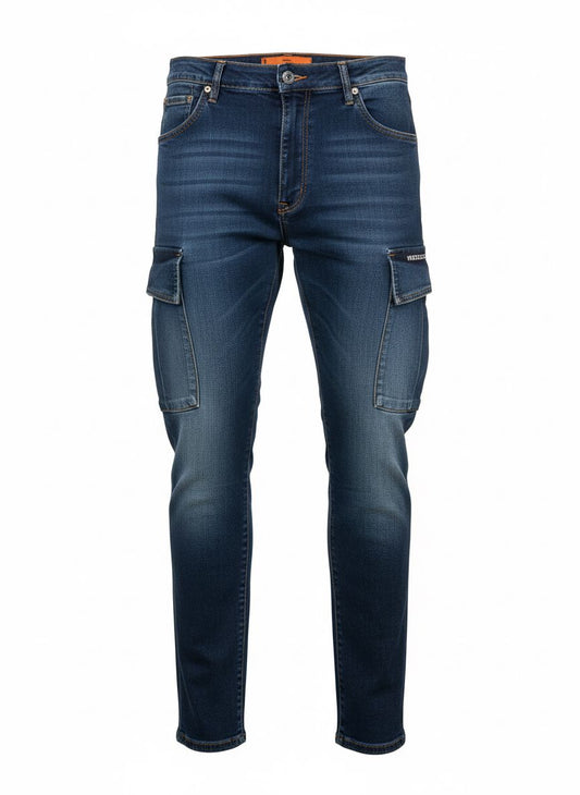 Men’s Cargo Denim Jeans — Indigo Blue