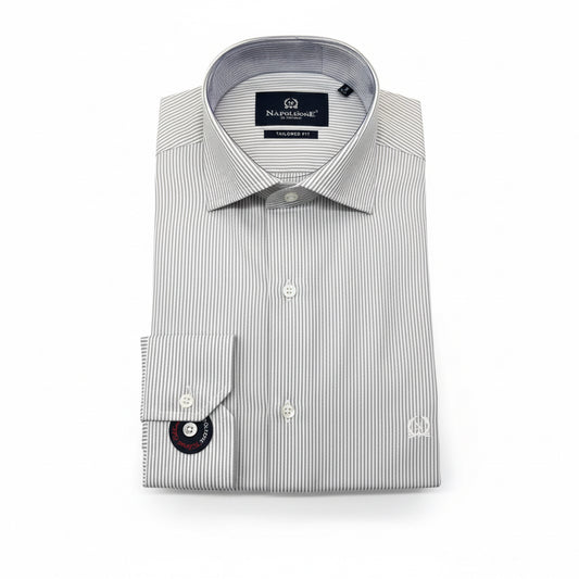 Grey Striped Tailored Fit Shirt – Timeless Elegance