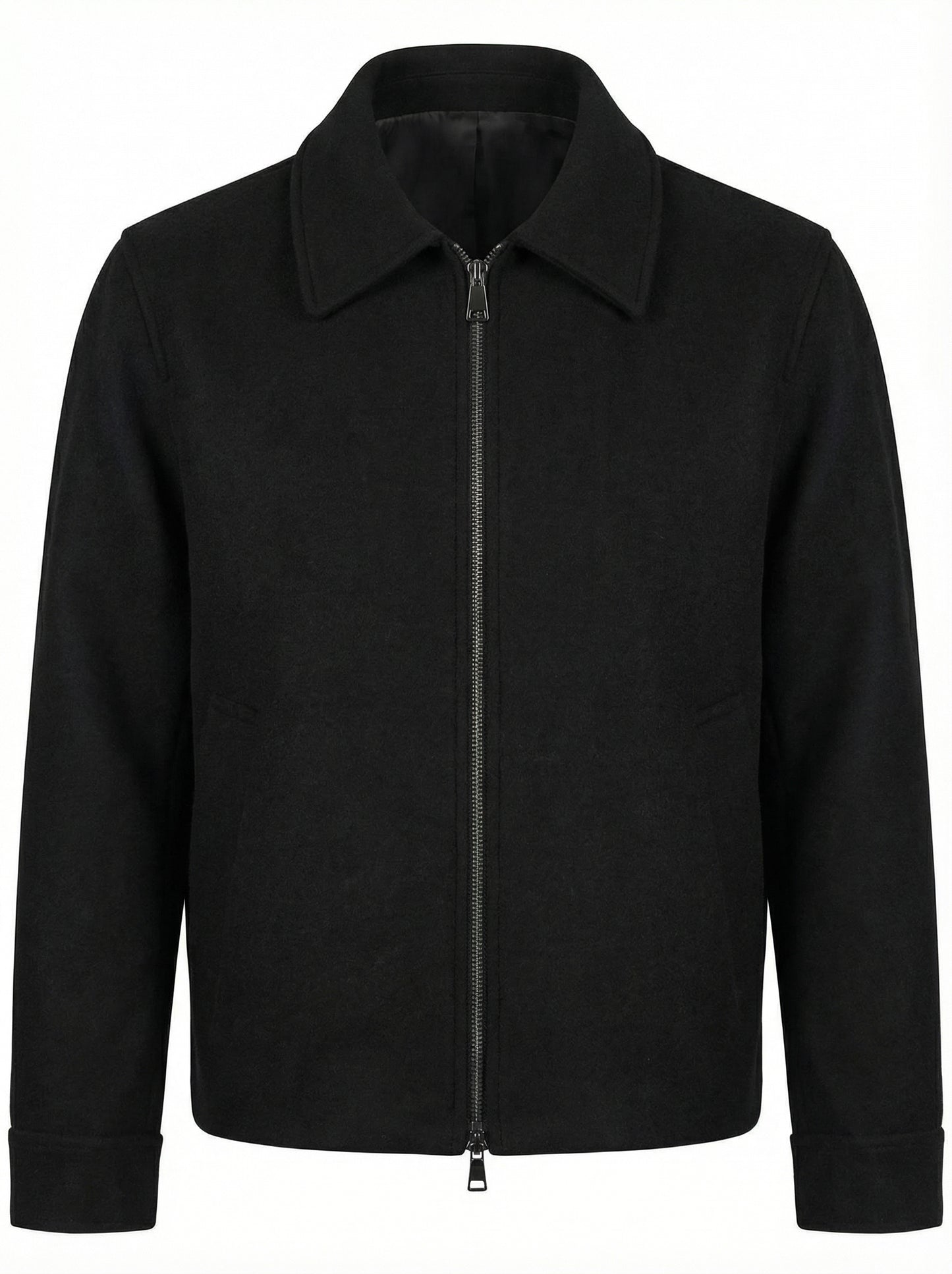 Black Wool-Touch Zip Jacket