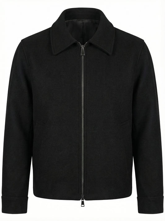 Black Wool-Touch Zip Jacket