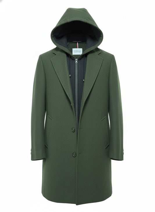 Green Hooded Coat with Removable Insert