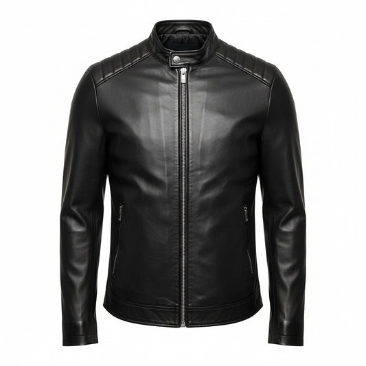 Guy Laroche Black Leather Biker Jacket – Modern Sophistication
