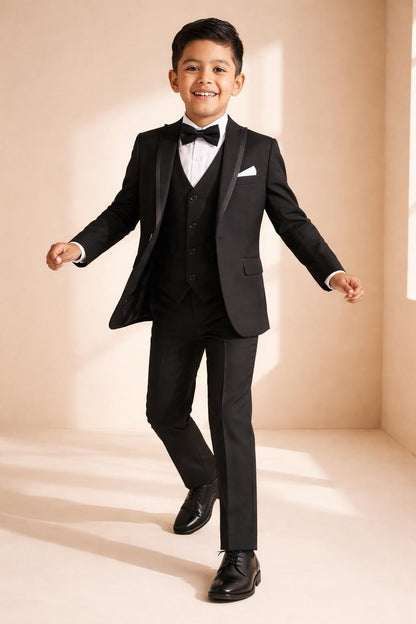 Boys’ 5-Piece Formal Suit – Black (Ages 1–10)