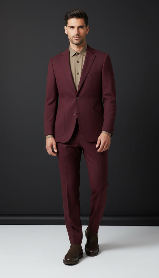 Burgundy Tailored Suit – Modern Elegance Redefined