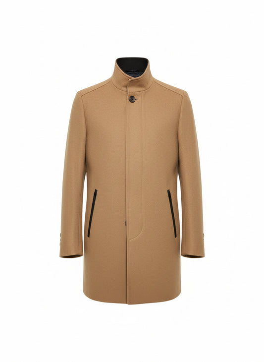 Camel Technical Coat with Detachable Hood