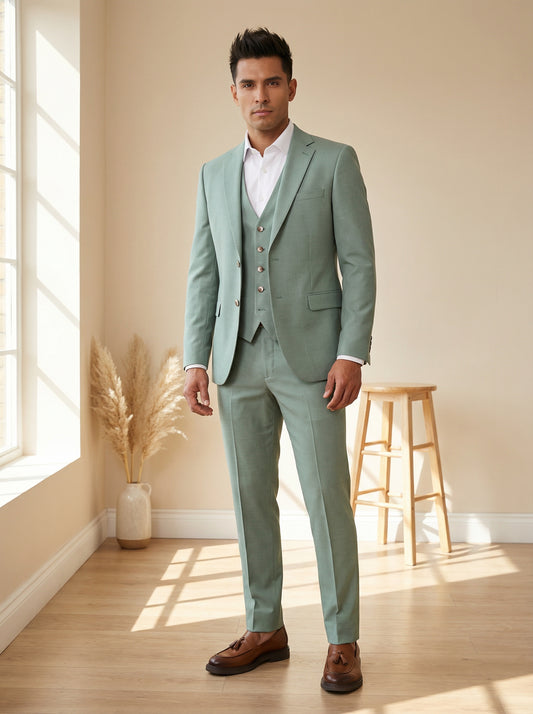 Three-Piece Light Green Suit