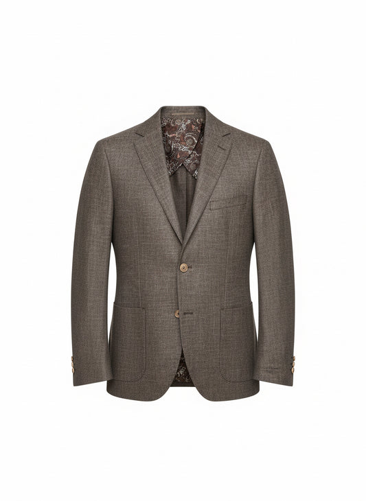Brown Micro-Pattern Tailored Suit – Effortless Modern Refinement