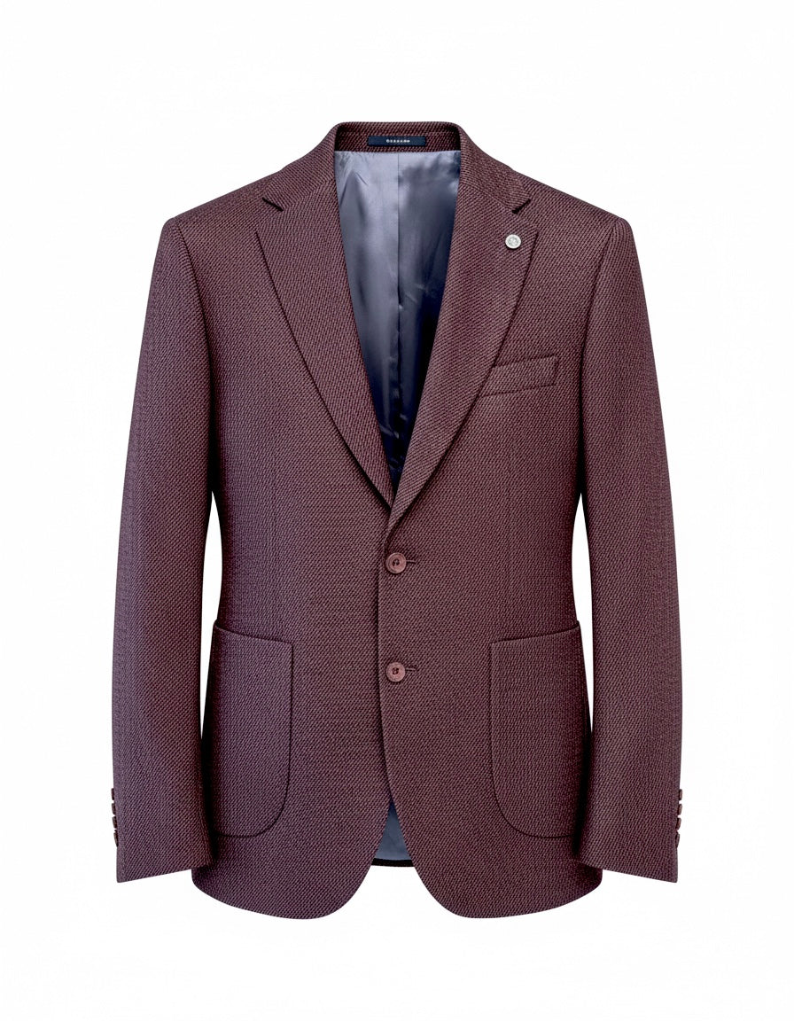 Burgundy Textured Tailored Blazer