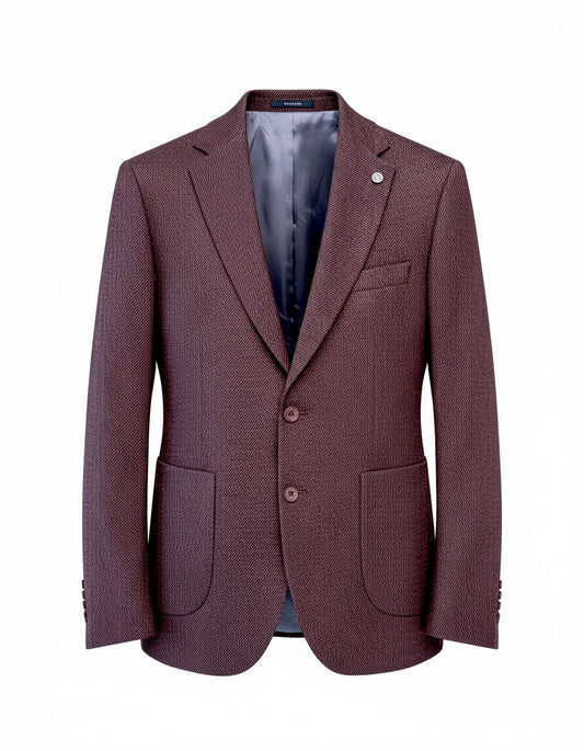 Burgundy Textured Tailored Blazer