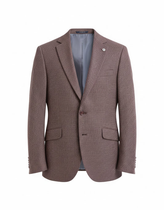 Bordeaux Brown Textured Tailored Blazer