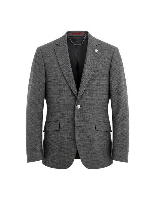 Grey Micro-Pattern Tailored Blazer