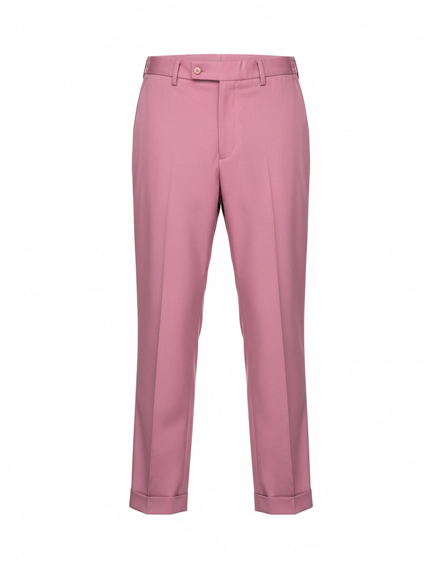 Men's Rose Pink Trousers with Elastic Waistband