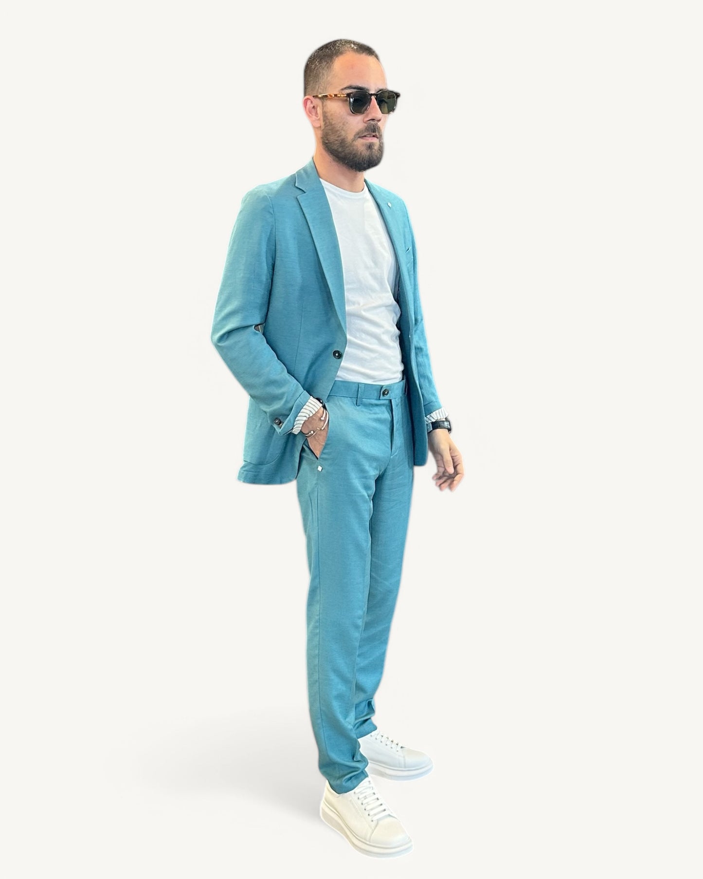 Light Blue Linen Suit – 100% Pure Linen