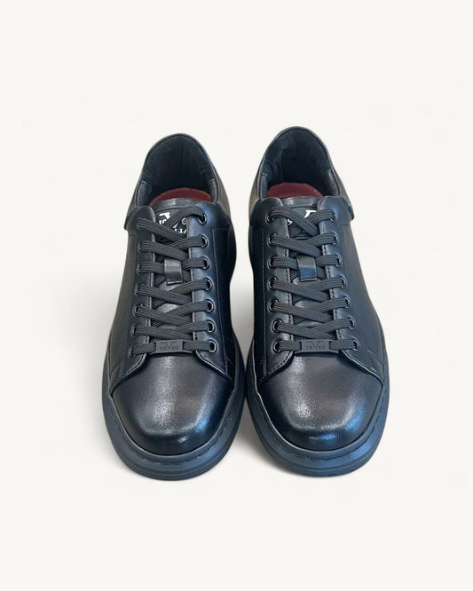 Black Leather-Effect Sneakers