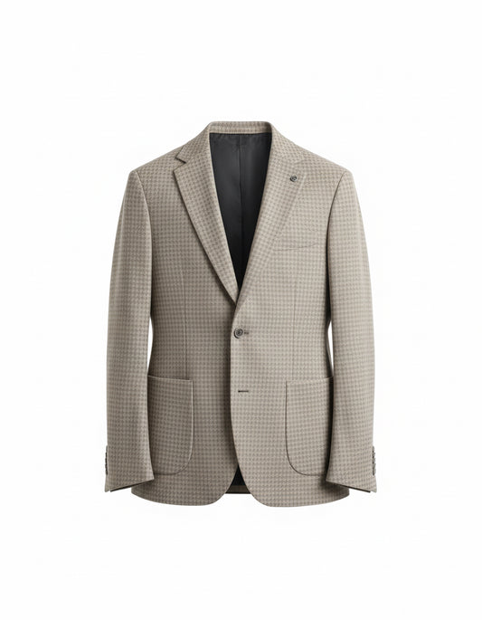 Beige Micro-Pattern Tailored Blazer