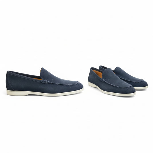 Navy Blue Suede Loafers – Riviera Collection