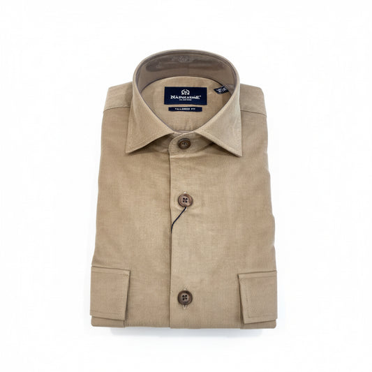 Beige Tailored Fit Cotton Shirt – Napoleone Collection
