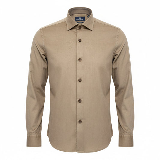 Beige Tailored Fit Cotton Shirt – Napoleone Collection