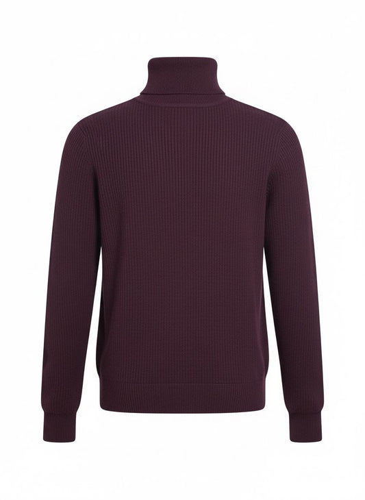 Bordeaux Ribbed Turtleneck Sweater