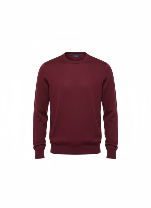 Burgundy Crew-Neck Knit Sweater