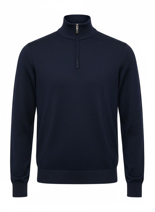 Navy Half-Zip Knit Sweater
