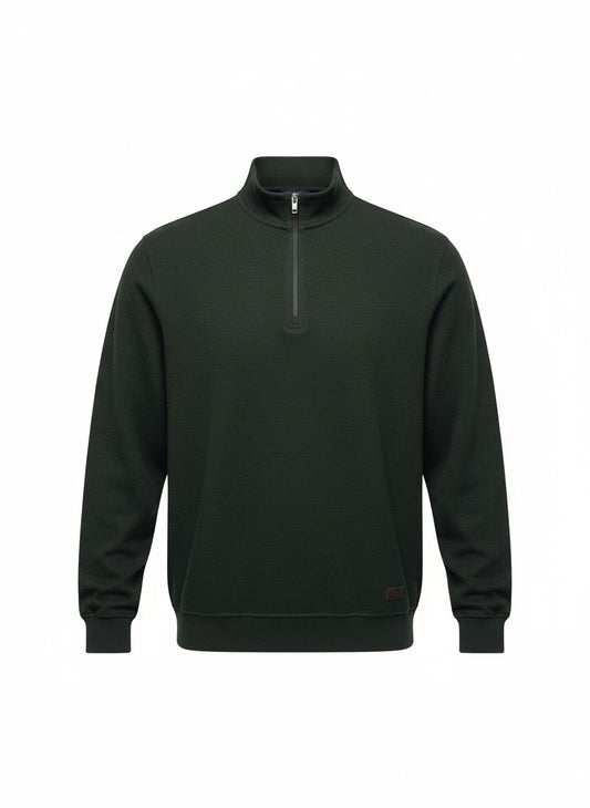 Dark Green Half-Zip Knit Sweater