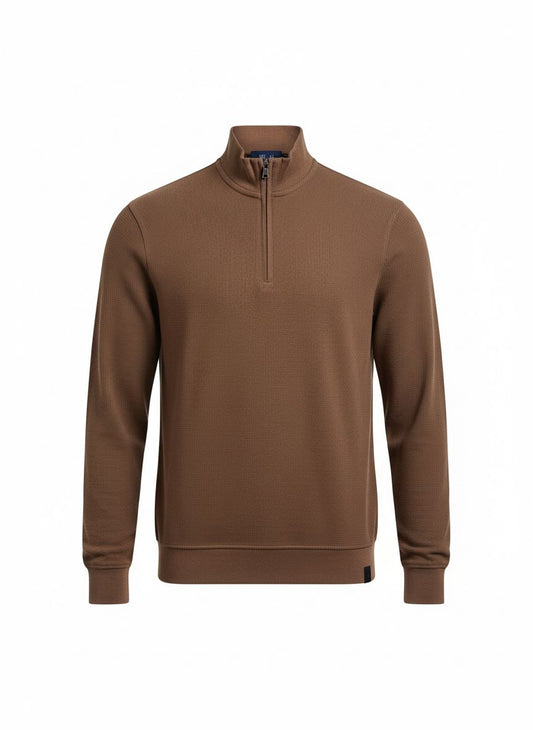 Brown Half-Zip Knit Sweater