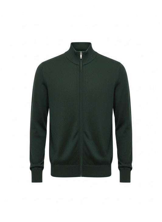 Forest Green Zip Knit Cardigan