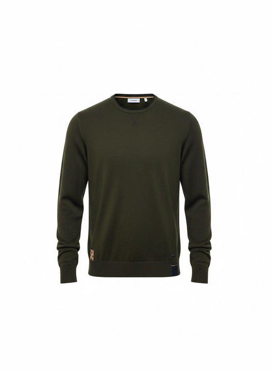 Khaki Crewneck Knit Sweater