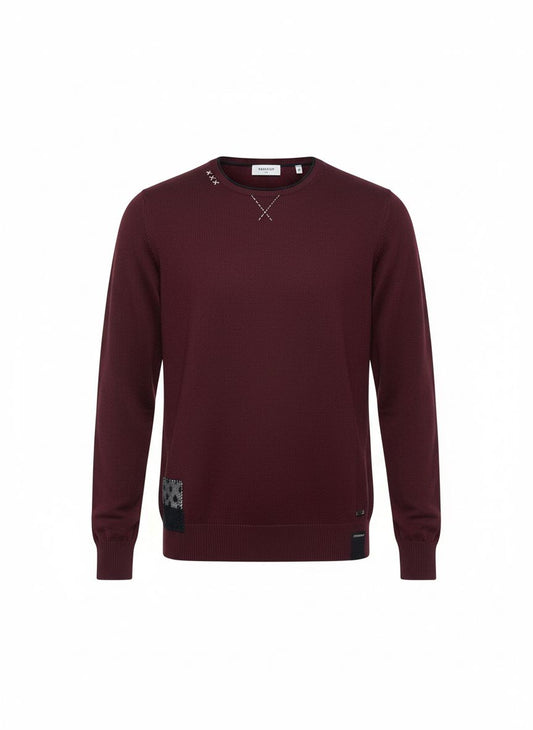 Burgundy Crewneck Knit Sweater