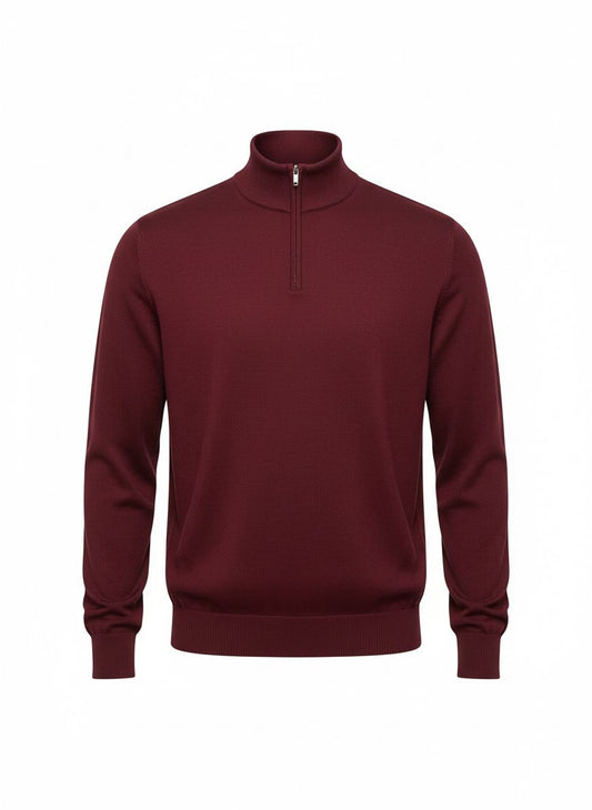 Burgundy Half-Zip Knit Sweater