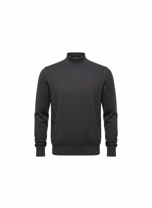 Charcoal Roll-Neck Knit Sweater