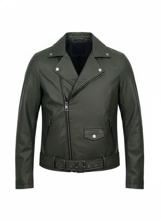 Olive Biker Leather Jacket