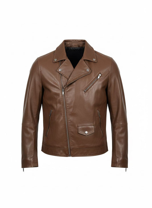 Brown Biker Leather Jacket