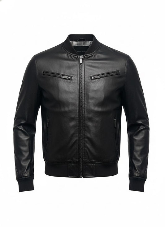 Black Bomber Leather Jacket