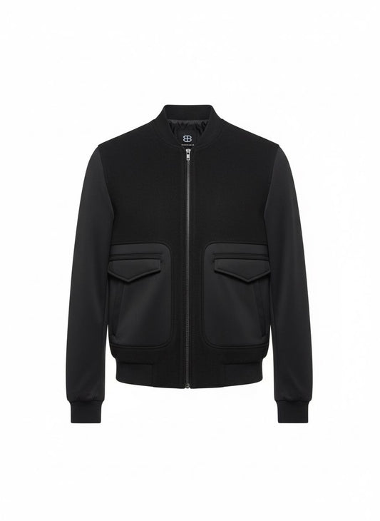 Black Technical Bomber Jacket