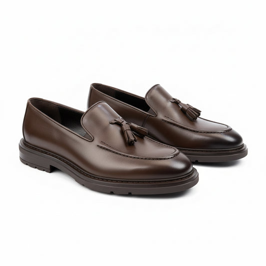 Brown Leather Tassel Loafers