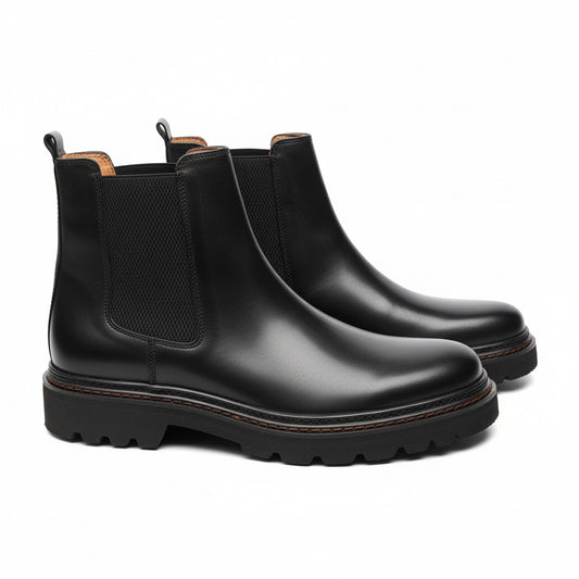 Black Leather Chelsea Boots
