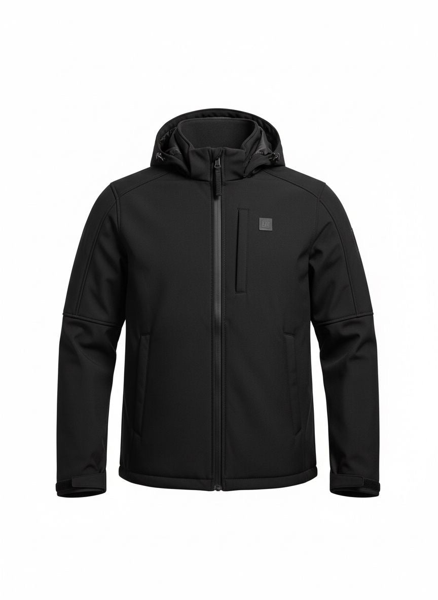 Men’s Softshell Hooded Jacket — Black