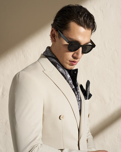 Men’s Lightweight Double-Breasted Blazer – Beige